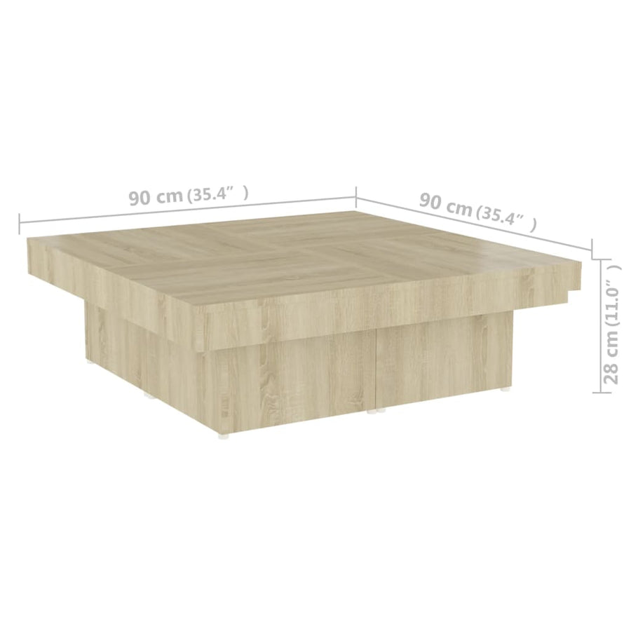 Salontafel 90X90X28 Cm Spaanplaat Sonoma Eikenkleurig 1