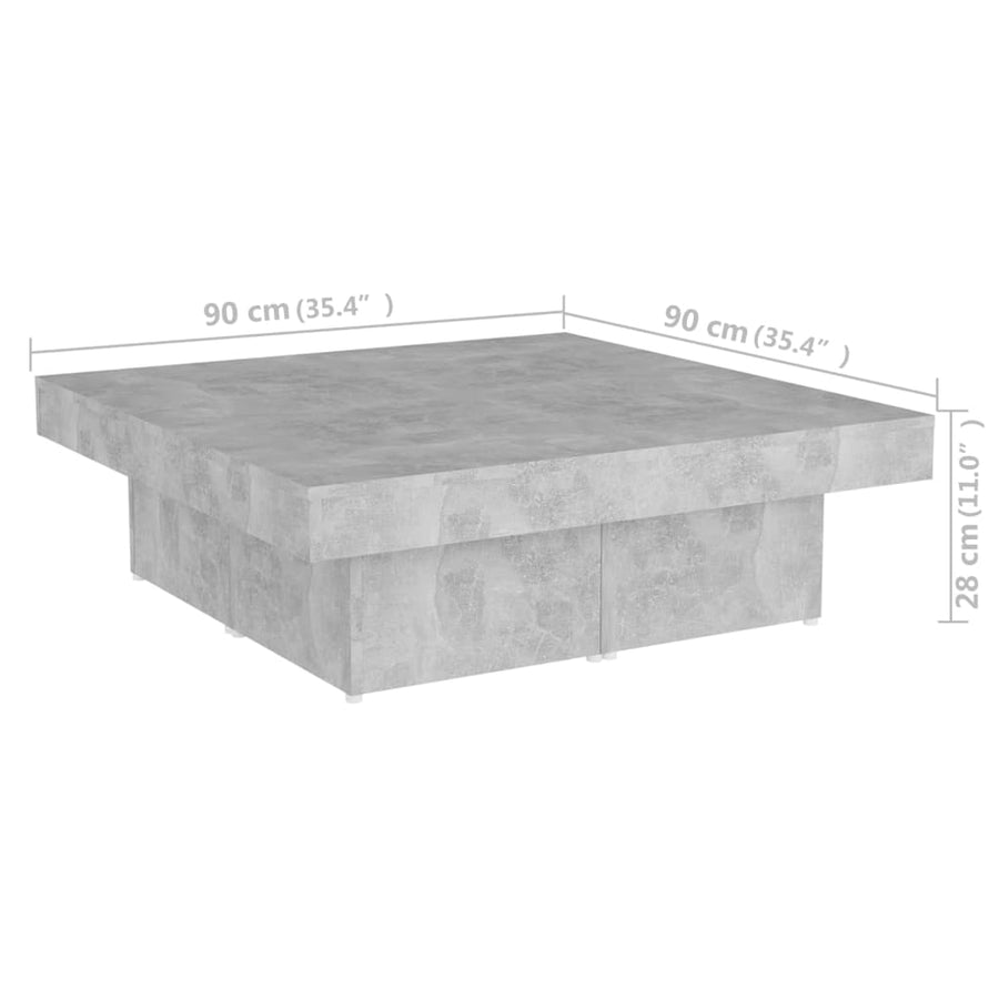 Salontafel 90X90X28 Cm Spaanplaat Betongrijs