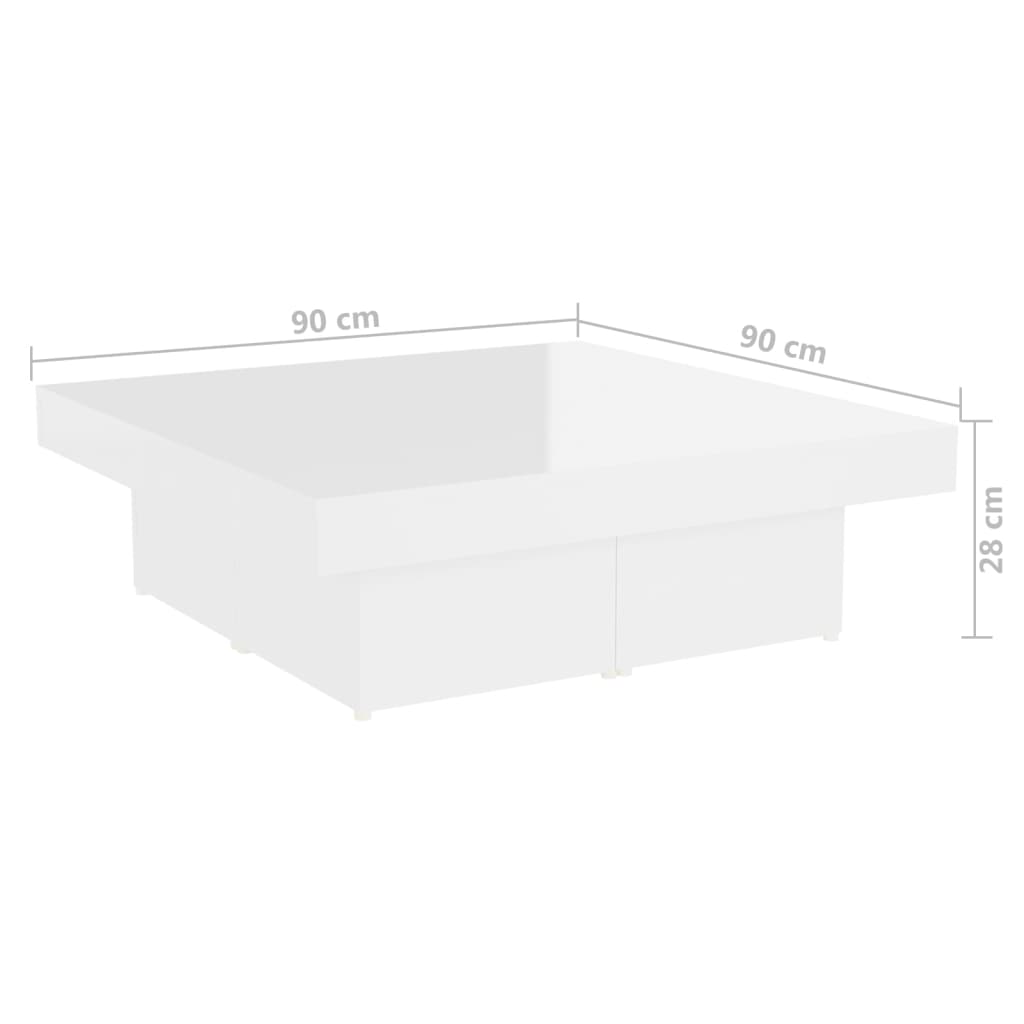 Salontafel 90X90X28 Cm Spaanplaat Hoogglans wit
