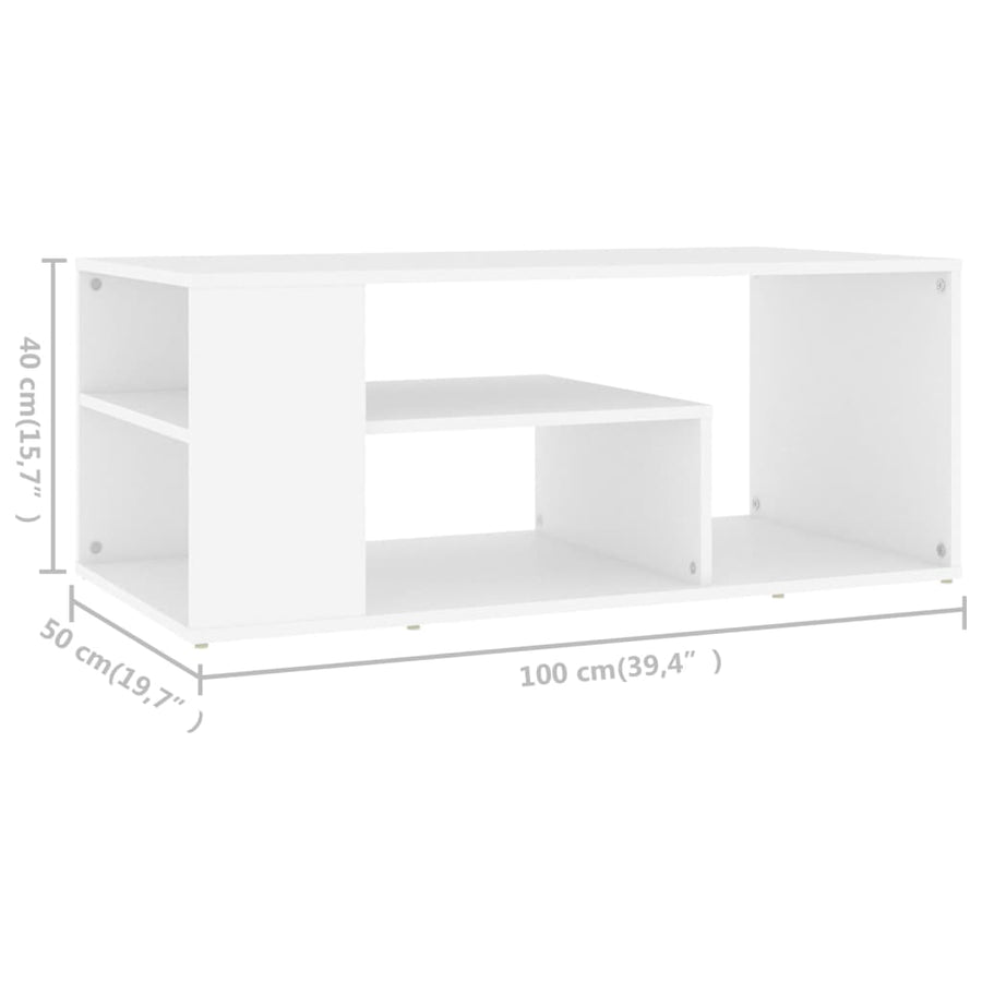 Salontafel 100x50x40 cm spaanplaat wit Wit