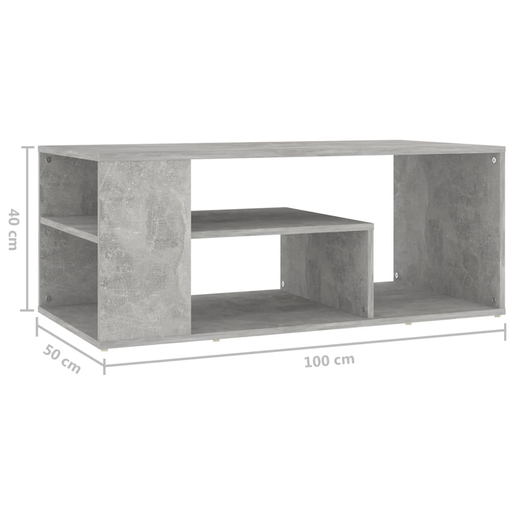 Salontafel 100x50x40 cm spaanplaat betongrijs Betongrijs