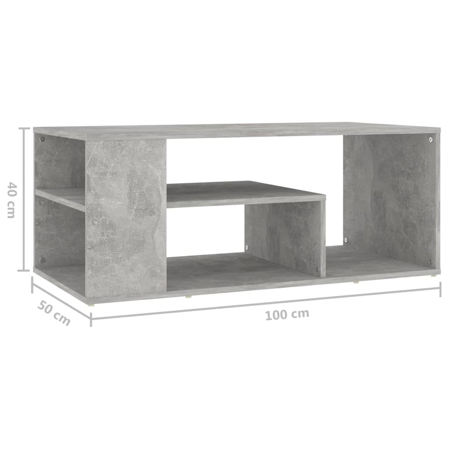 Salontafel 100x50x40 cm spaanplaat betongrijs Betongrijs