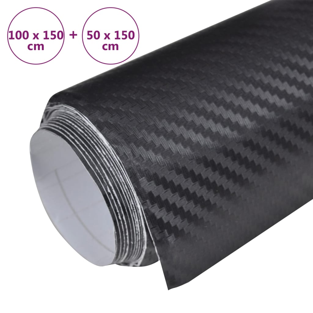 2 St Autofolie 3D 100X150 Cm + 50X150 Cm Zwart 100 x 150 cm + 50 x 150 cm