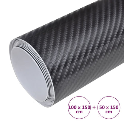 2 St Autofolie 4D 100X150 Cm + 50X150 Cm Zwart 100 x 150 cm + 50 x 150 cm