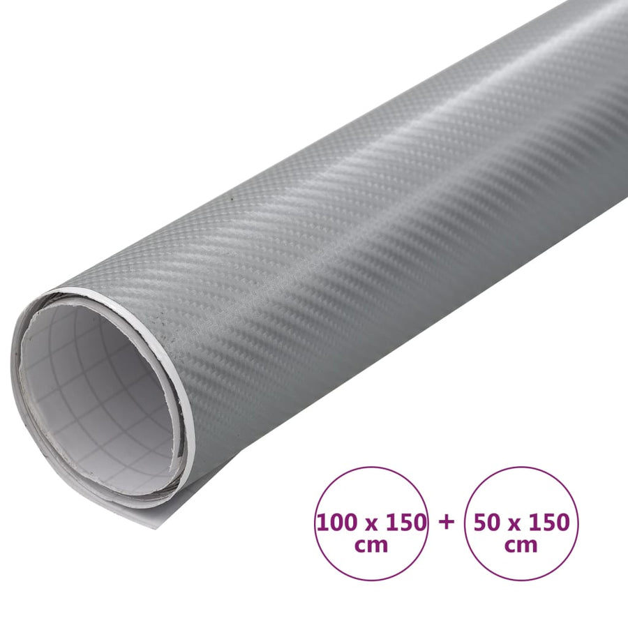 2 St Autofolie 4D 100X150 Cm + 50X150 Cm Zilverkleurig 100 x 150 cm + 50 x 150 cm