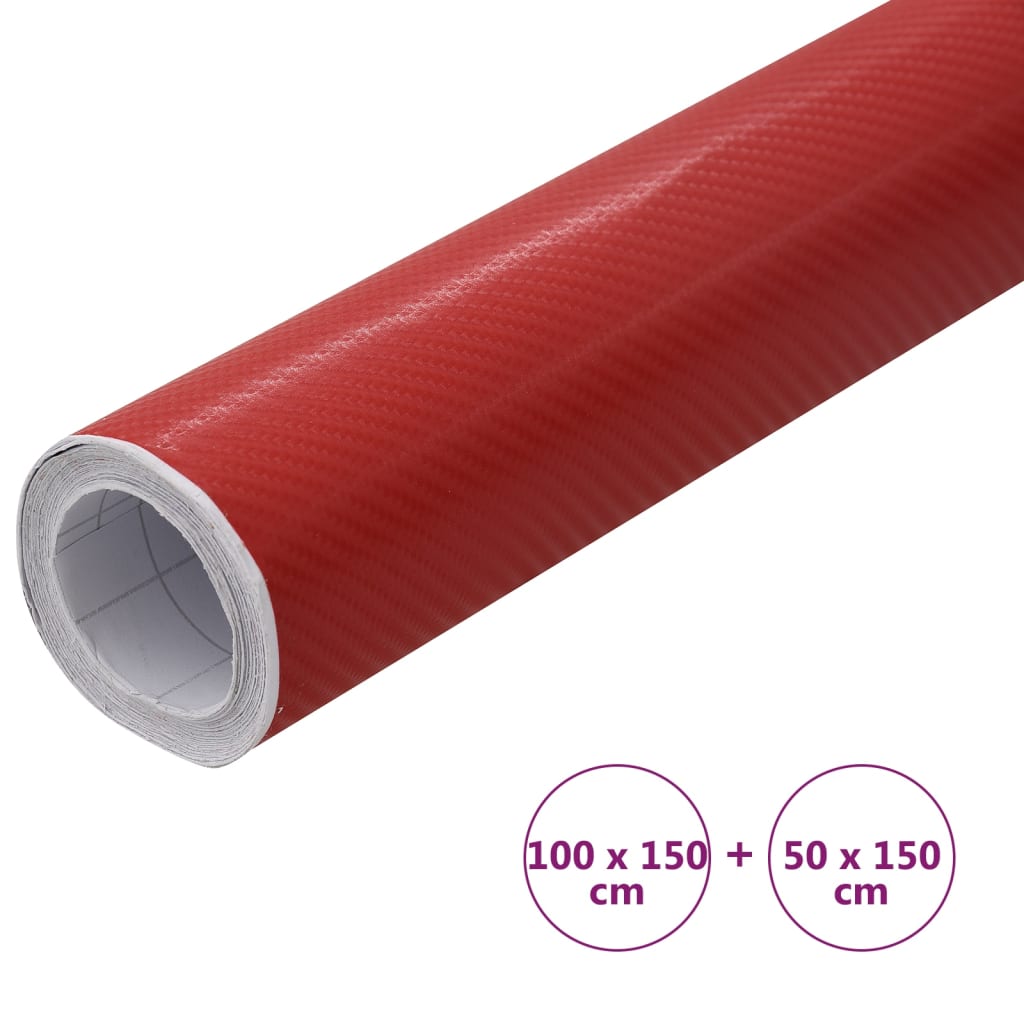 2 St Autofolie 4D 100X150 Cm + 50X150 Cm Rood 100 x 150 cm + 50 x 150 cm
