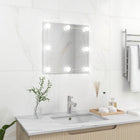 Square glass wall mirror with LED lights