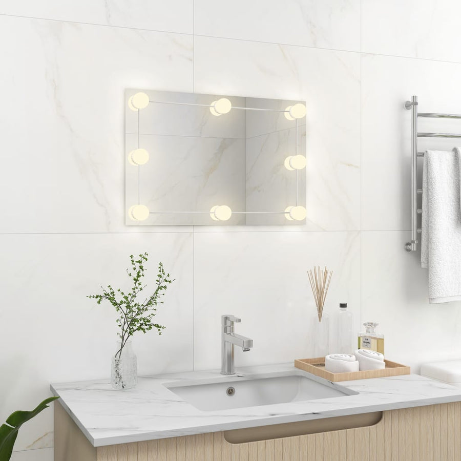 Wandspiegel Met Led-Lampen Rechthoekig Glas 1 60 x 40 cm Met LED's
