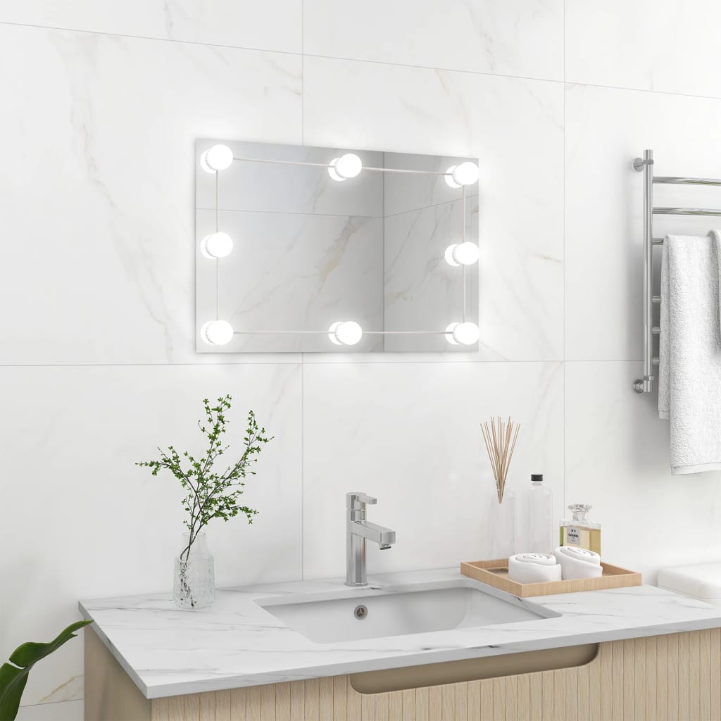 Wandspiegel Met Led-Lampen Rechthoekig Glas 1 60 x 40 cm Met LED's