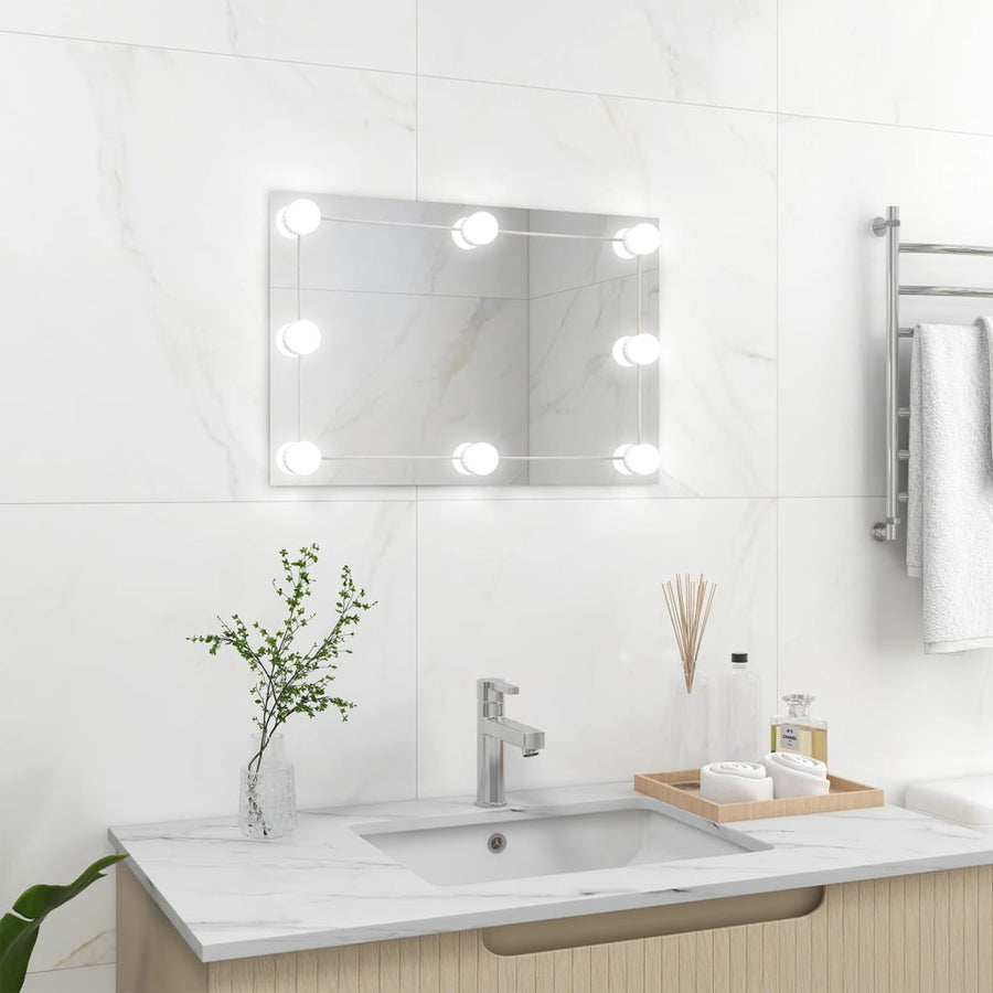 Wandspiegel Met Led-Lampen Rechthoekig Glas 1 60 x 40 cm Met LED's