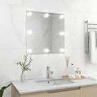 Square glass wall mirror with LED lights