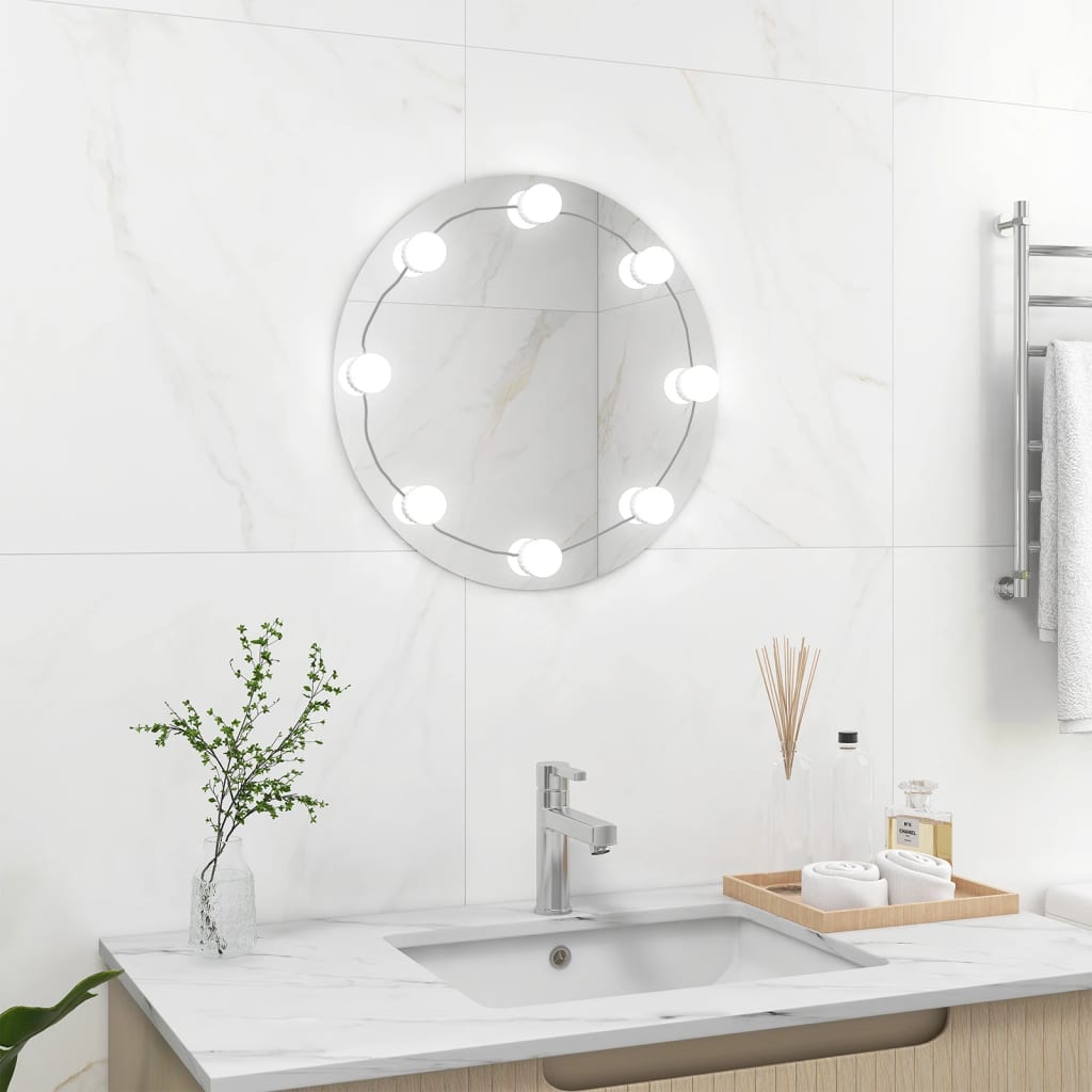 Wandspiegel Met Led-Lampen Rond Glas 1 Φ 40 cm Met LED's