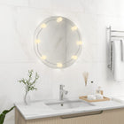 Wall mirror with LED lights around glass