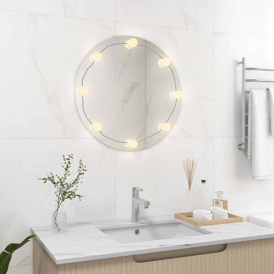 Wandspiegel Met Led-Lampen Rond Glas 1 Φ 60 cm Met LED's