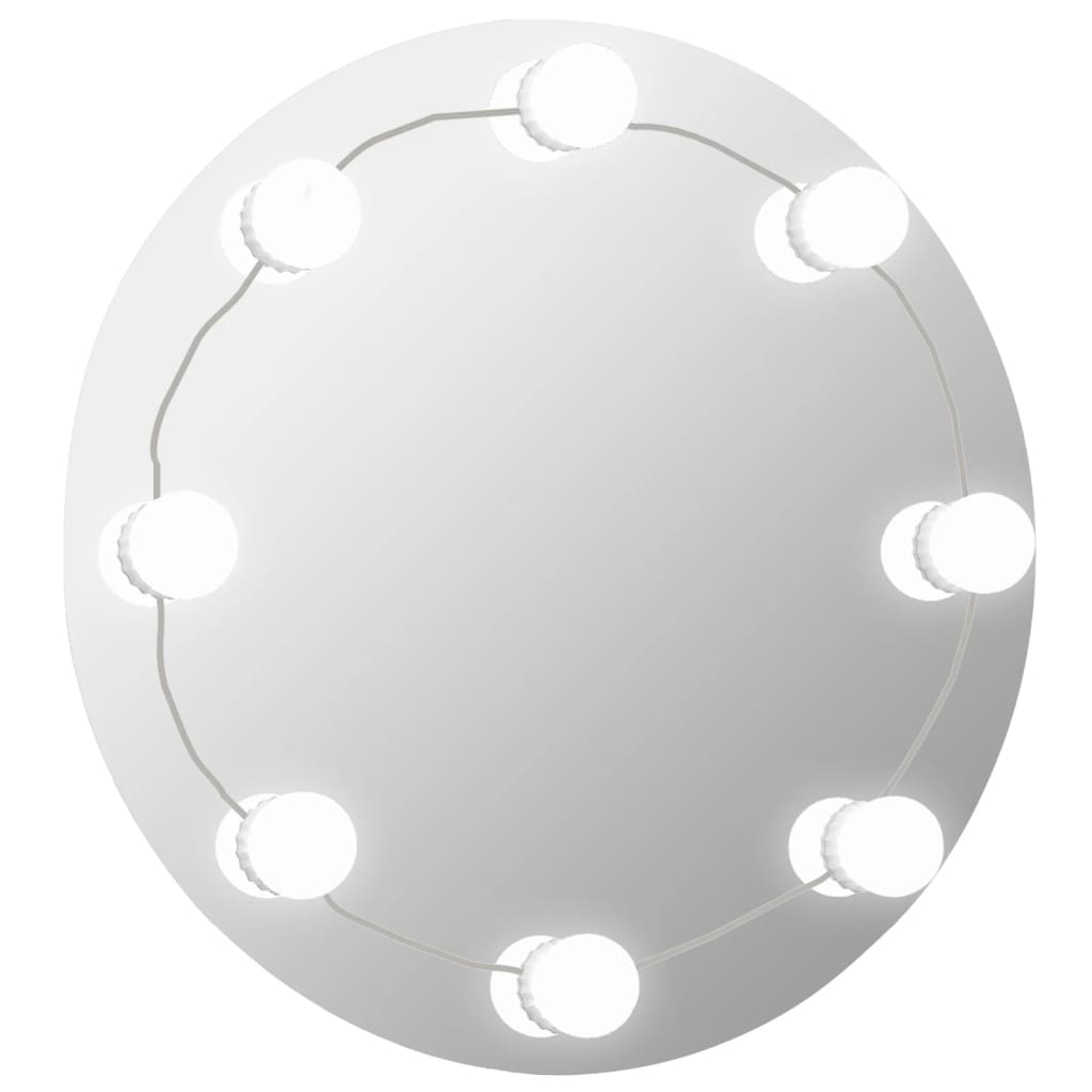 Wandspiegel Met Led-Lampen Rond Glas 1 Φ 70 cm Met LED's