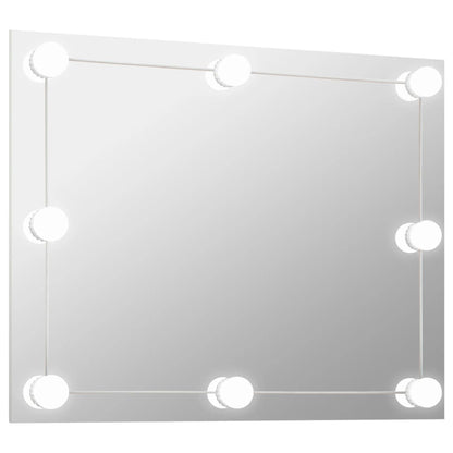 Wandspiegel Zonder Lijst Met Led-Lampen Rechthoekig Glas 1 80 x 60 cm Met LED's