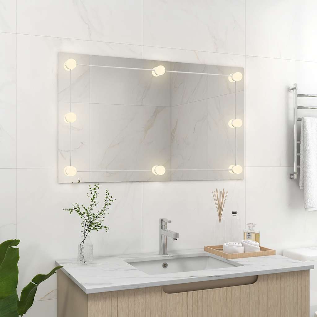 Wandspiegel Zonder Lijst Met Led-Lampen Rechthoekig Glas 1 100 x 60 cm