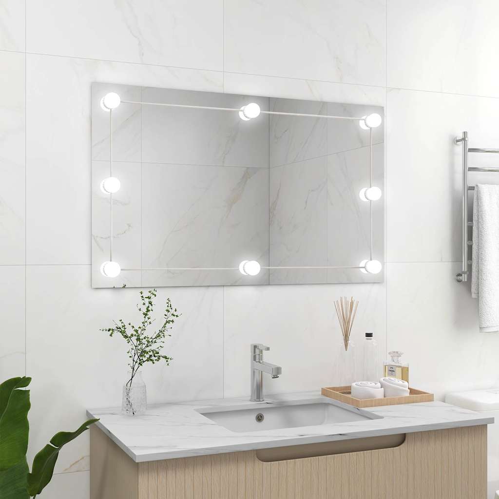 Wandspiegel Zonder Lijst Met Led-Lampen Rechthoekig Glas 1 100 x 60 cm