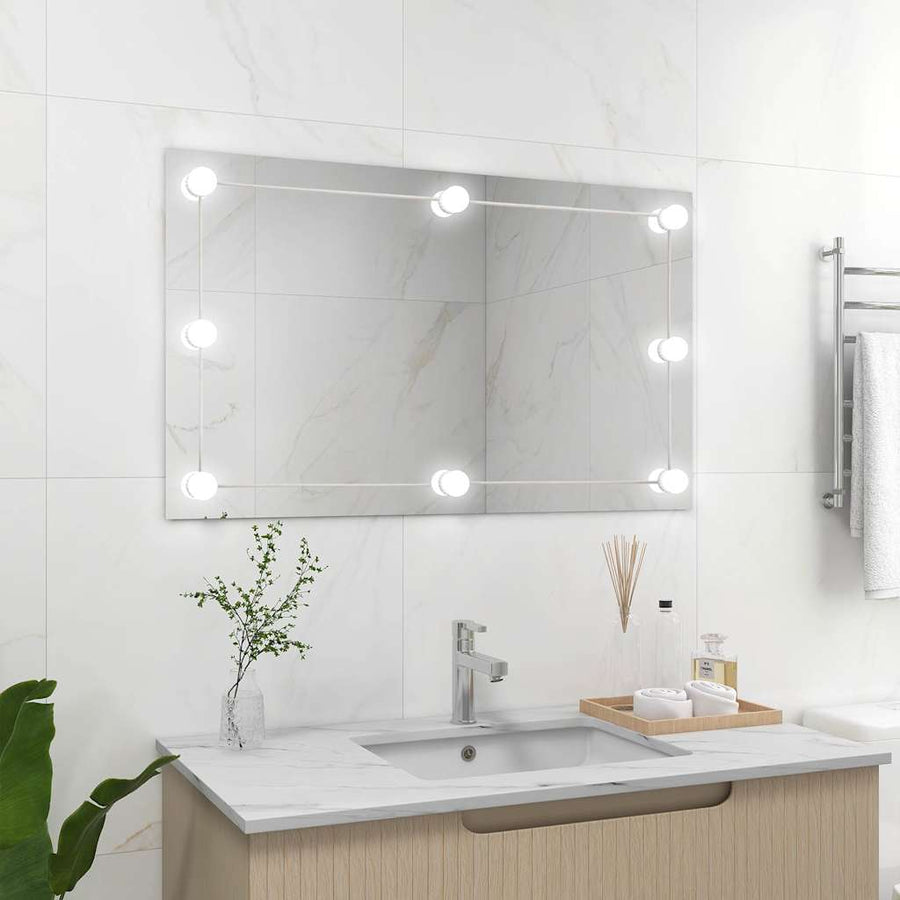 Wandspiegel Zonder Lijst Met Led-Lampen Rechthoekig Glas 1 100 x 60 cm