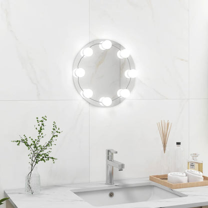Wandspiegel Zonder Lijst Met Led-Lampen Rond Glas 1 Φ 30 cm Met LED's