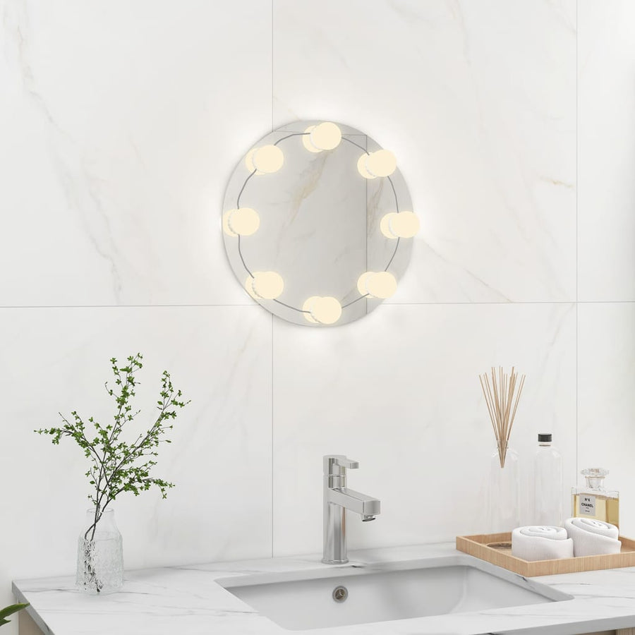 Wandspiegel Zonder Lijst Met Led-Lampen Rond Glas 1 Φ 30 cm Met LED's