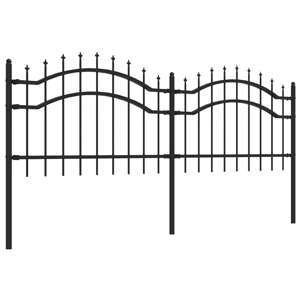 Tuinhek Met Spijlpunten 5 Cm Gepoedercoat Staal Zwart 115 cm