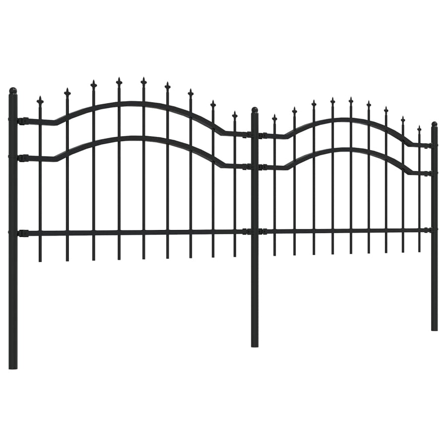 Tuinhek Met Spijlpunten 5 Cm Gepoedercoat Staal Zwart 115 cm