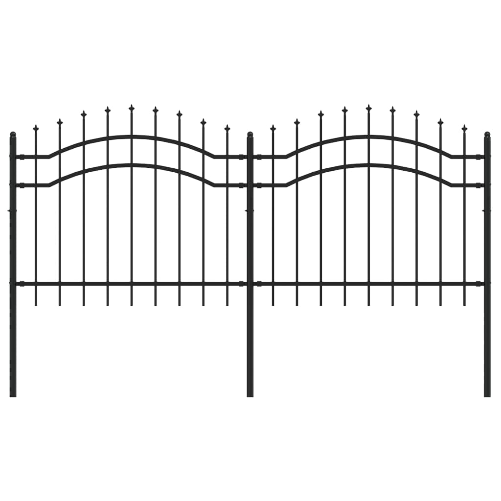 Tuinhek Met Spijlpunten 40 Cm Gepoedercoat Staal Zwart 140 cm