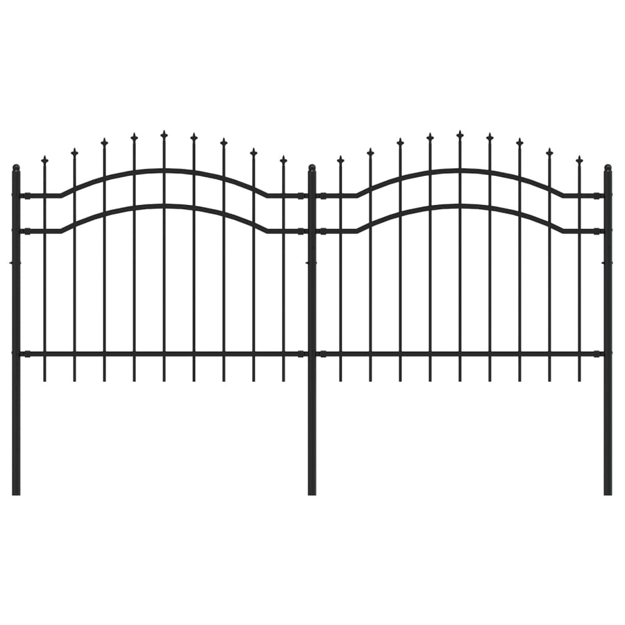Tuinhek Met Spijlpunten 40 Cm Gepoedercoat Staal Zwart 140 cm