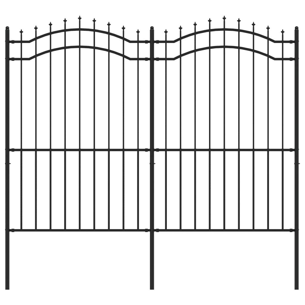 Tuinhek Met Spijlpunten Gepoedercoat Staal Zwart 222 cm