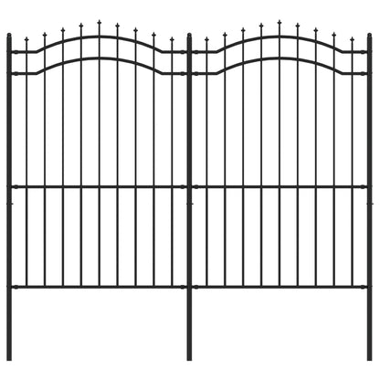 Tuinhek Met Spijlpunten Gepoedercoat Staal Zwart 222 cm