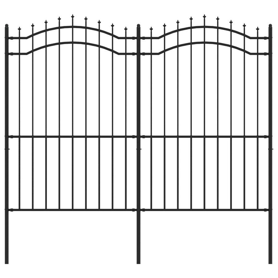 Tuinhek Met Spijlpunten Gepoedercoat Staal Zwart 222 cm