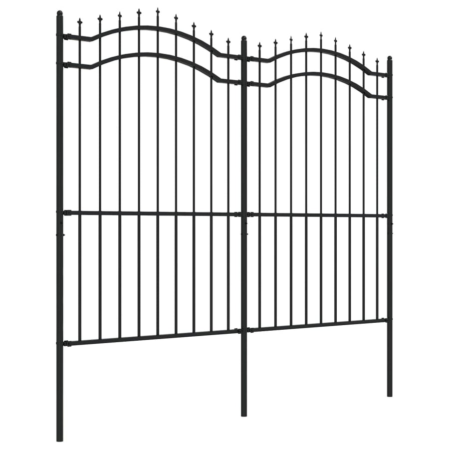 Tuinhek Met Spijlpunten Gepoedercoat Staal Zwart 222 cm