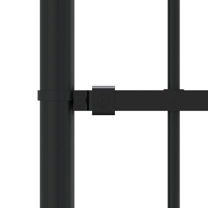 Tuinhek Met Spijlpunten Gepoedercoat Staal Zwart 222 cm