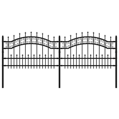 Tuinhek Met Spijlpunten 5 Cm Gepoedercoat Staal Zwart 240 x 115 cm