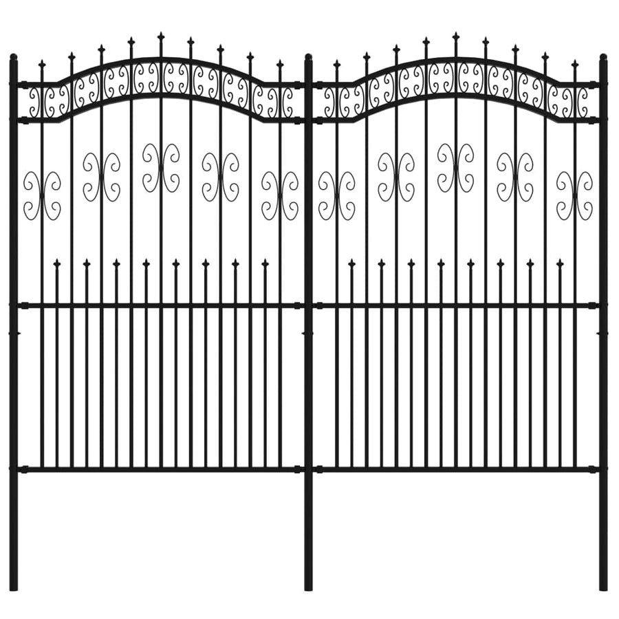 Tuinhek Met Spijlpunten 222 Cm Gepoedercoat Staal Zwart