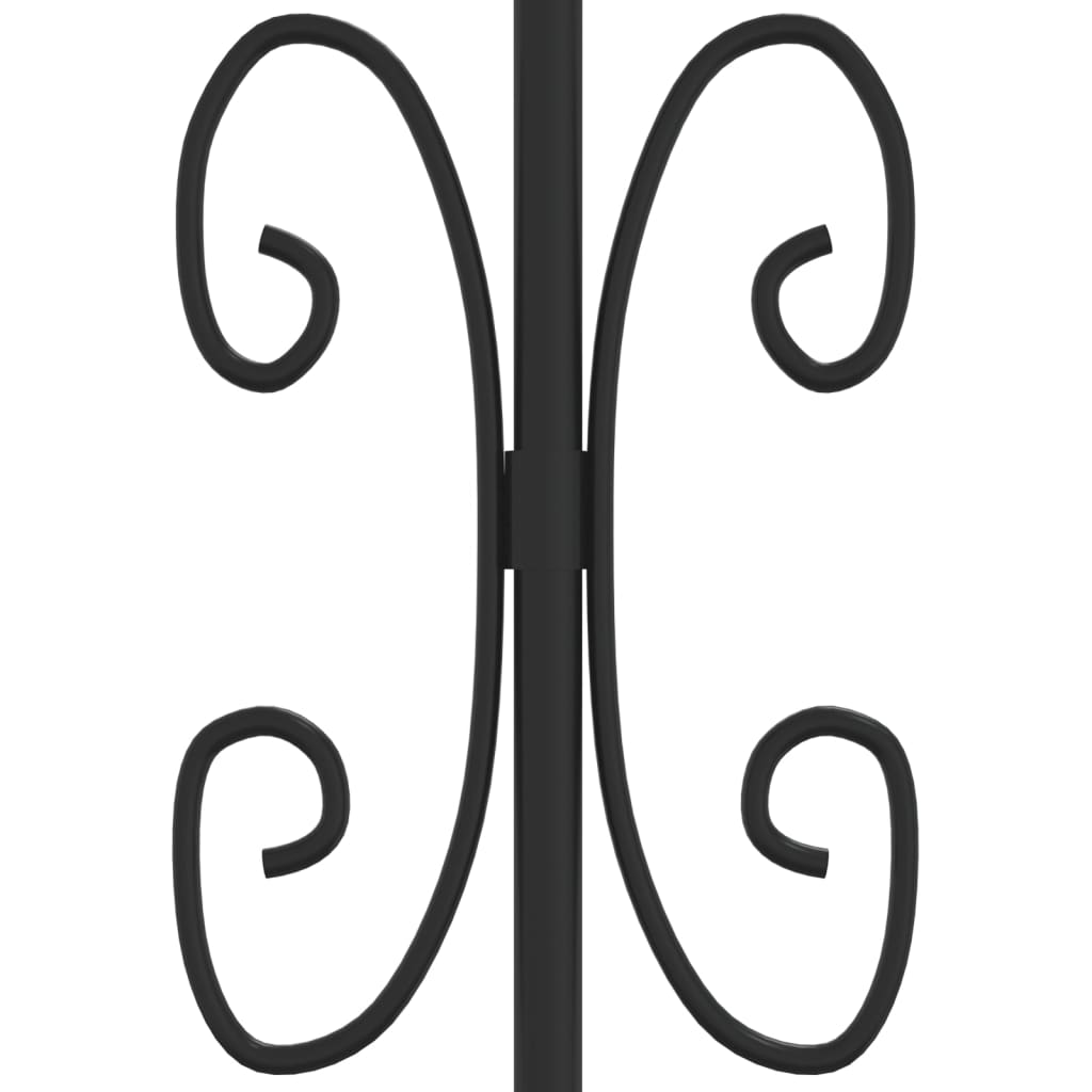 Tuinhek Met Spijlpunten 222 Cm Gepoedercoat Staal Zwart 240 x 222 cm