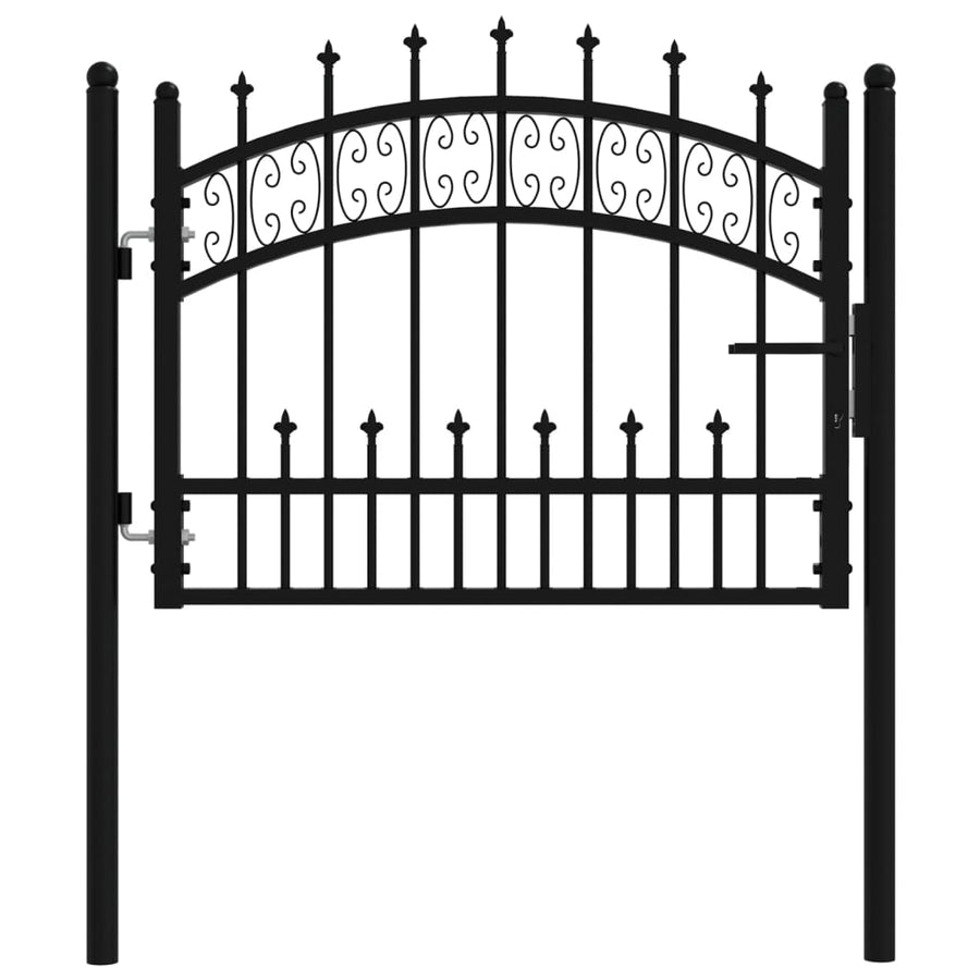 Poort met spijlpunten 103x120 cm gepoedercoat staal zwart