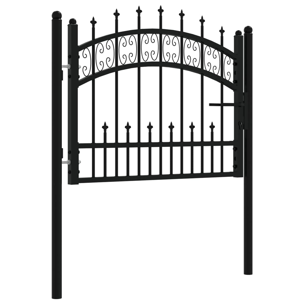 Poort met spijlpunten 103x120 cm gepoedercoat staal zwart