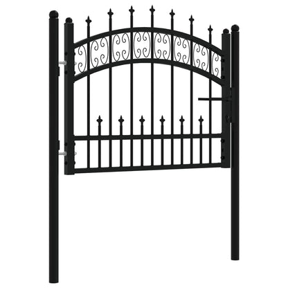 Poort met spijlpunten 103x120 cm gepoedercoat staal zwart