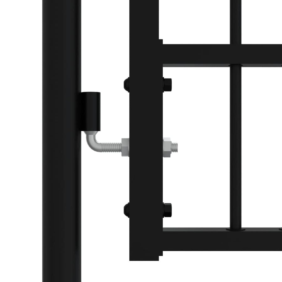 Poort met spijlpunten 103x120 cm gepoedercoat staal zwart