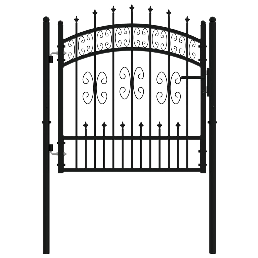 Poort met spijlpunten 103x150 cm gepoedercoat staal zwart