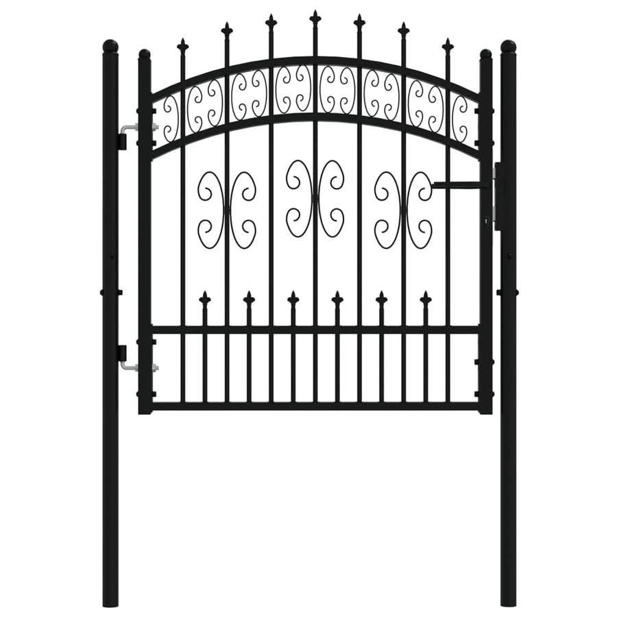 Poort met spijlpunten 103x150 cm gepoedercoat staal zwart