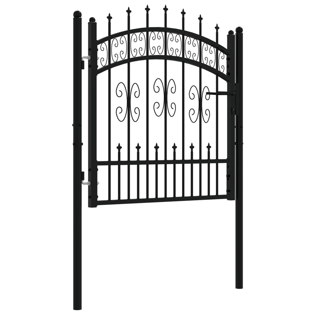 Poort met spijlpunten 103x150 cm gepoedercoat staal zwart