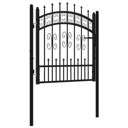 Poort met spijlpunten 103x150 cm gepoedercoat staal zwart
