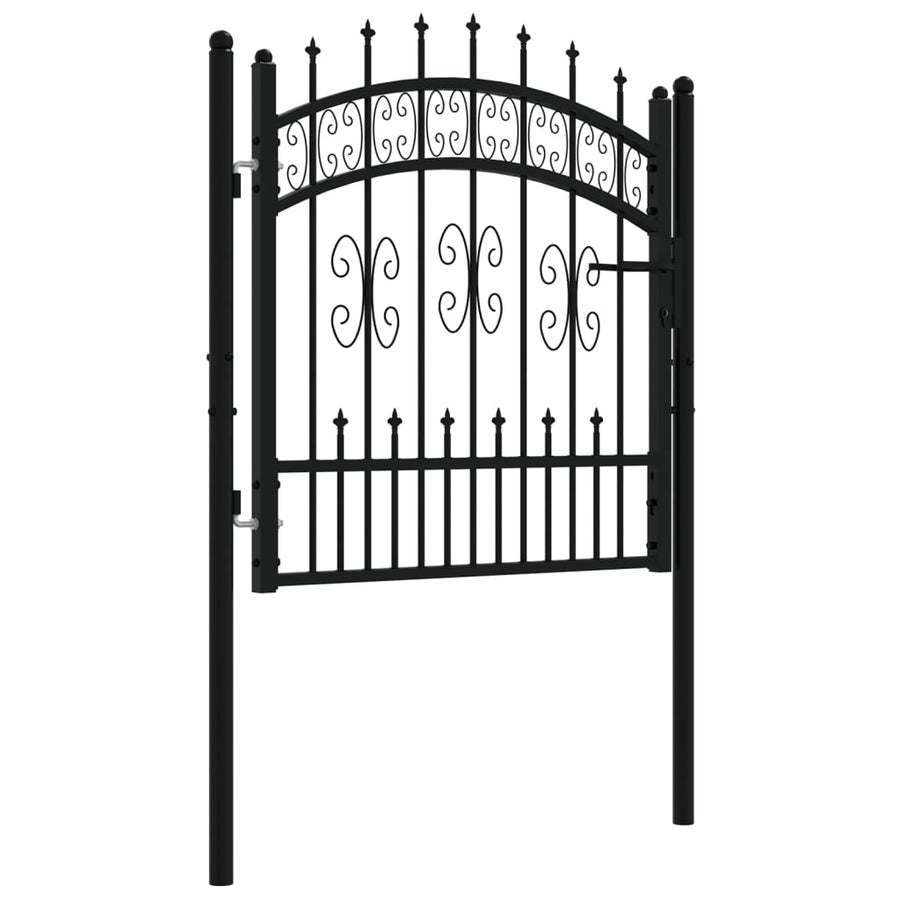 Poort met spijlpunten 103x150 cm gepoedercoat staal zwart