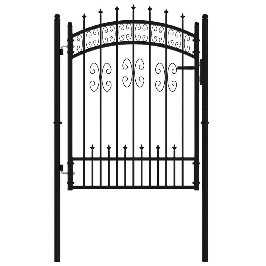 Poort met spijlpunten 103x175 cm gepoedercoat staal zwart