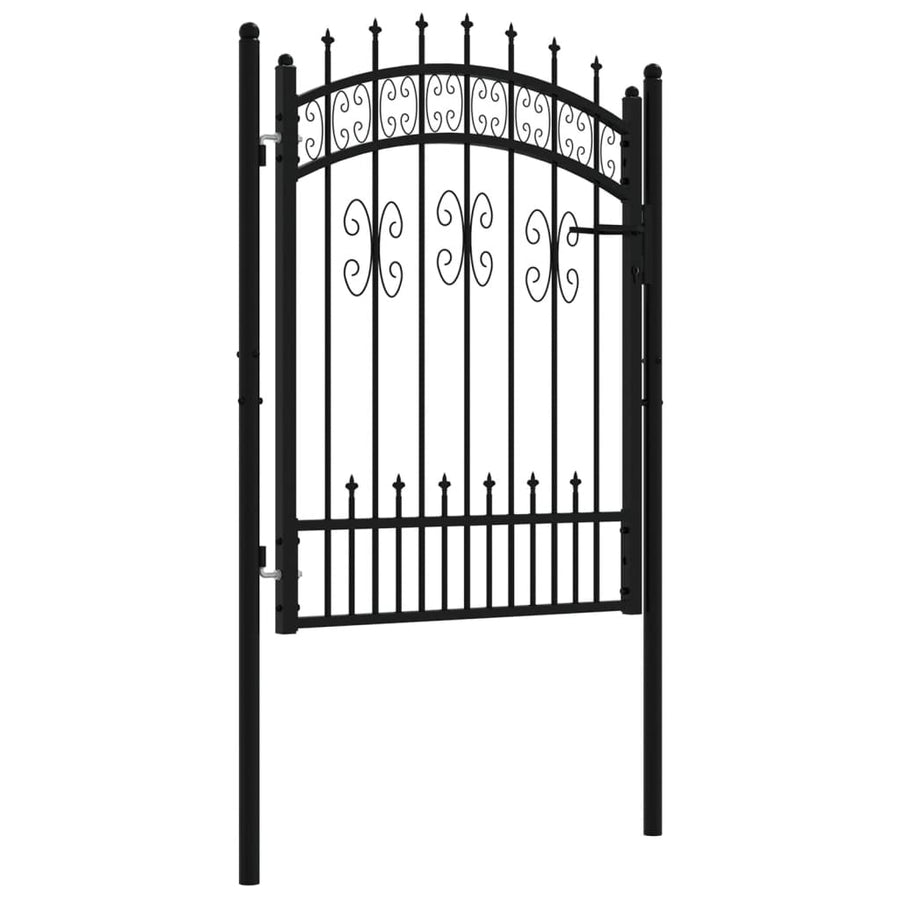 Poort met spijlpunten 103x175 cm gepoedercoat staal zwart