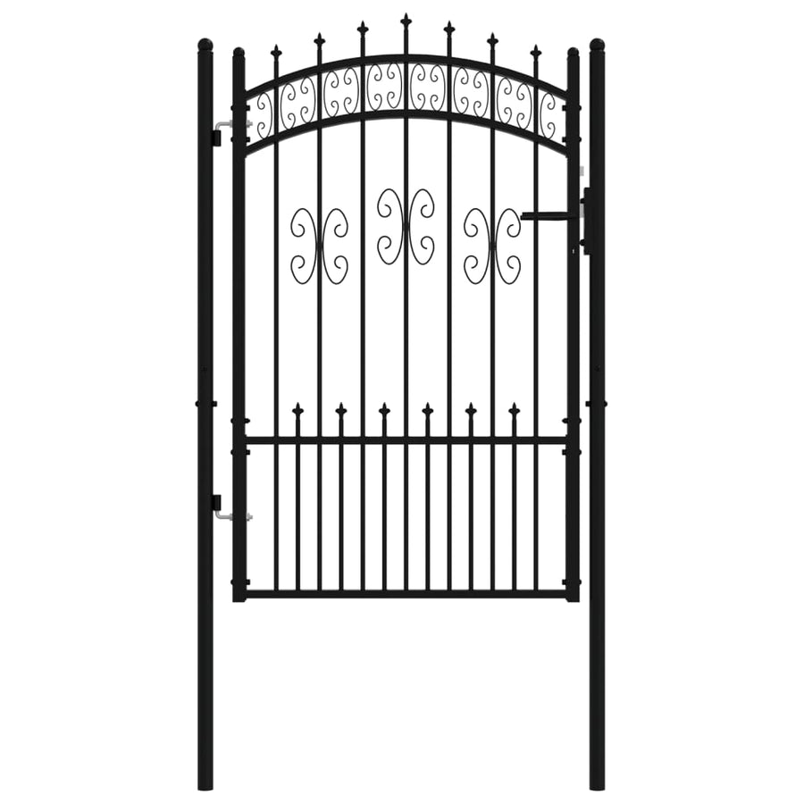Poort met spijlpunten 103x200 cm gepoedercoat staal zwart