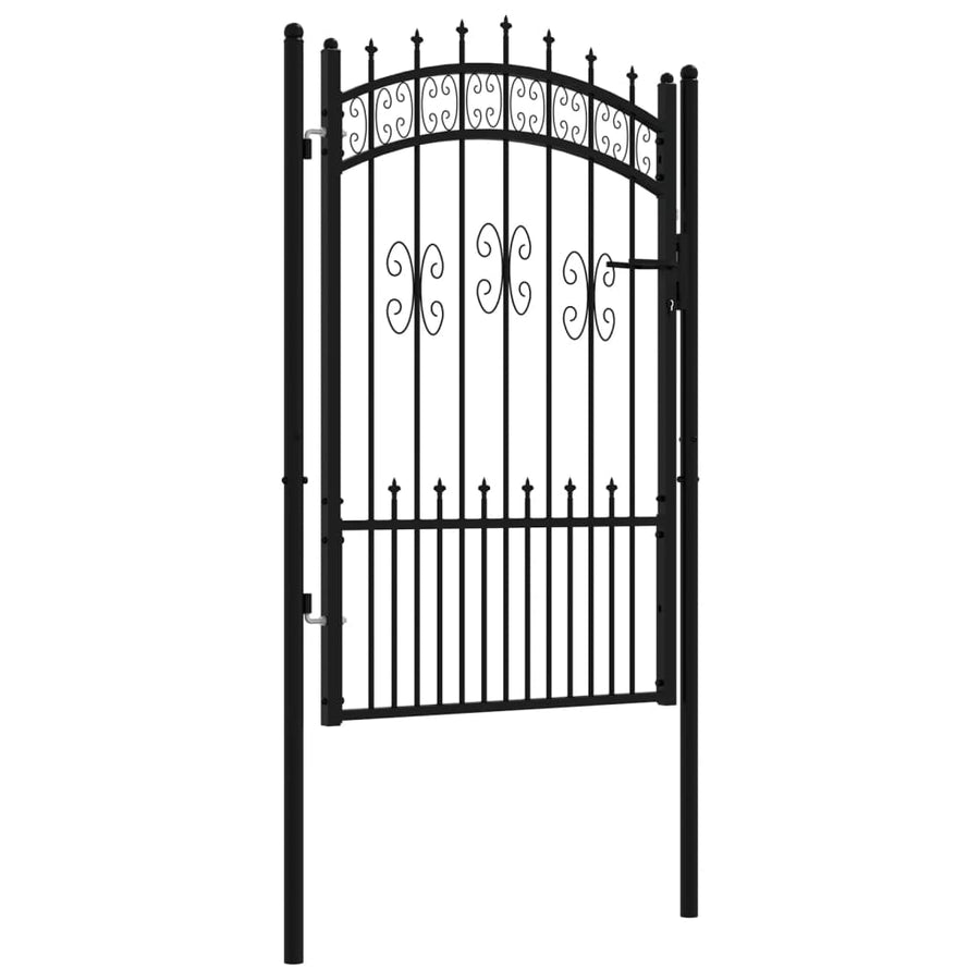 Poort met spijlpunten 103x200 cm gepoedercoat staal zwart